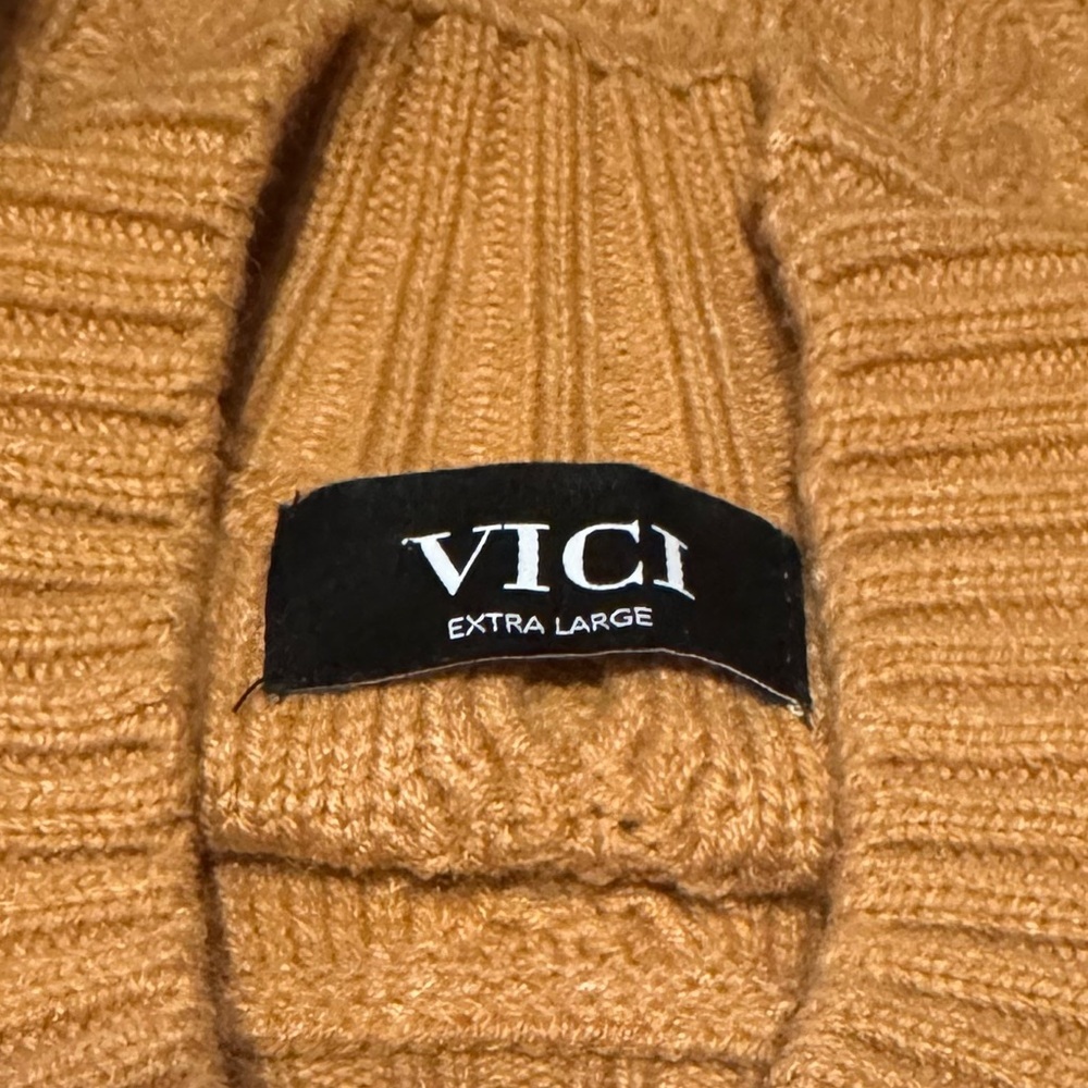 Mustard Cable Knit Ruffle Sweater - Chunky Cozy Fall Pullover - Women’s XL - Picture 8 of 10